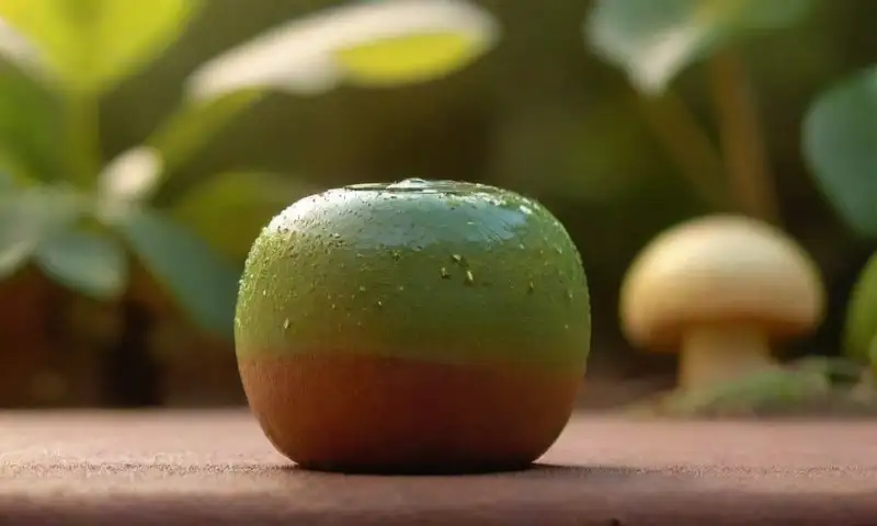 Una botella de vidrio esmerilado con líquido verde y elementos naturales alrededor crea un ambiente armónico y atractivo
