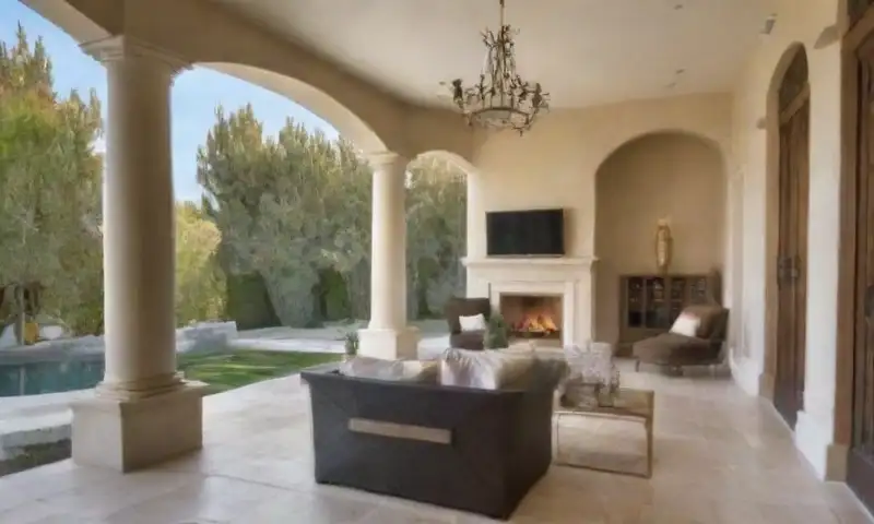 Mansión elegante con fachada de piedra