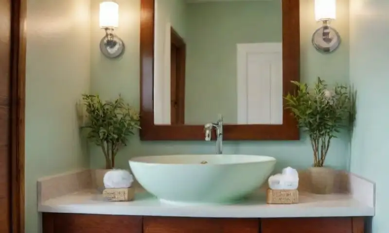 Escena de baño serena con luz natural suave