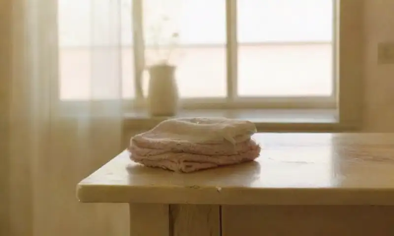 Una luminosa lavandería con ropa blanca manchada