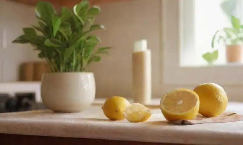 Una cocina desordenada con luz cálida, utensilios varios y un ambiente acogedor que refleja la cotidianidad culinaria