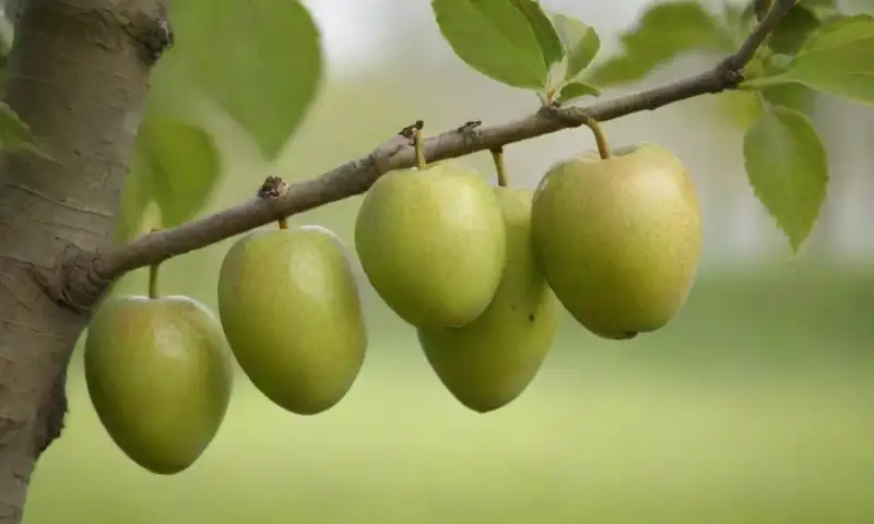 Un huerto soleado con árboles frutales