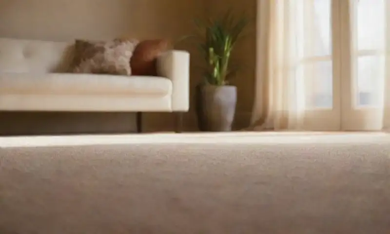 Una sala de estar acogedora y bien iluminada, con un lujoso tapete de lana y una atmósfera limpia y atractiva