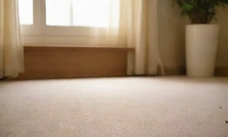 Una persona limpia meticulosamente una alfombra colorida en una luminosa y acogedora sala de estar