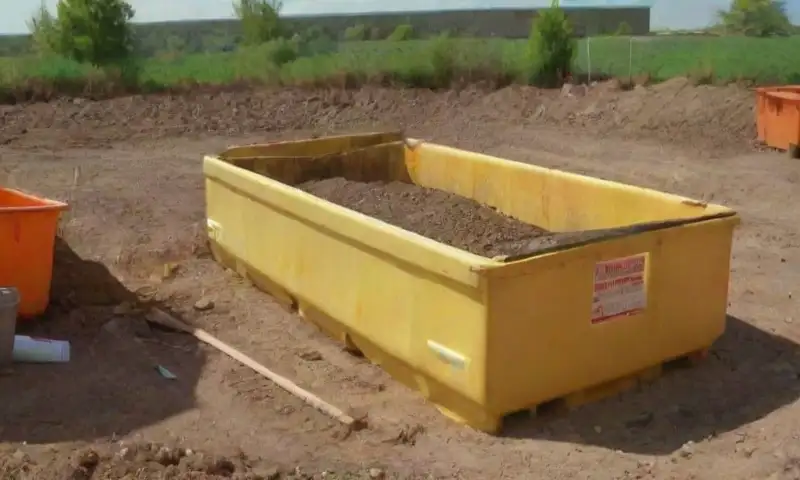 Un caótico y polvoriento sitio de construcción presenta escombros