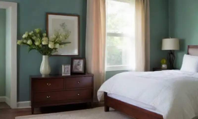 Una master suite serena con luz suave, cama king, muebles de madera cálidos y detalles de tranquilidad