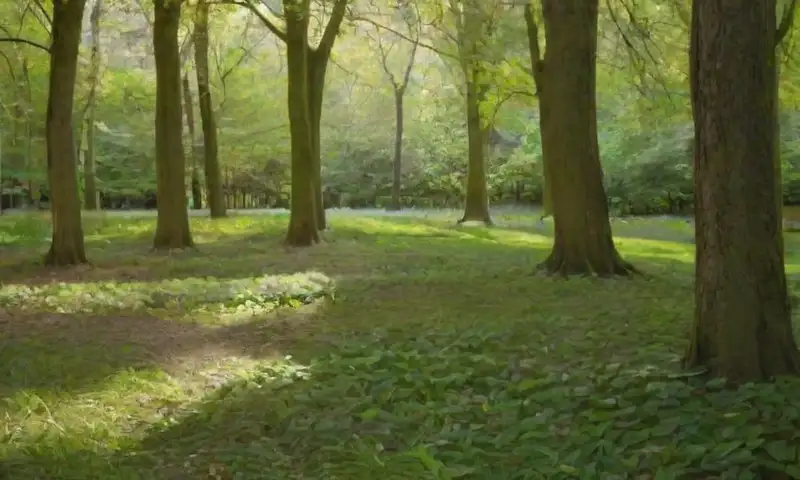 Un bosque vibrante con hojas verdes