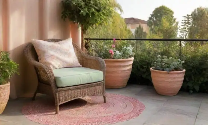 Una terraza acogedora con un deck de madera