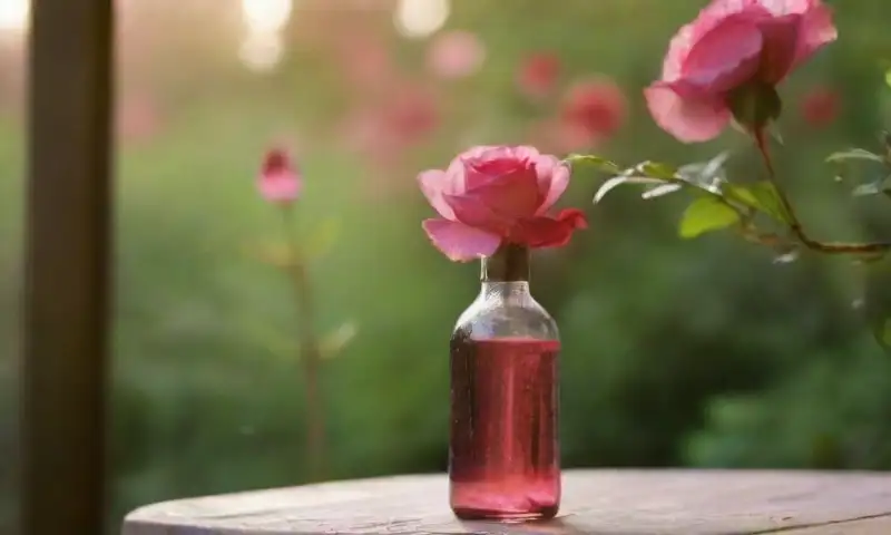 Rosas vibrantes con gotas de rocío y un ambiente de cuidado en el jardín, reflejan la necesidad de control de plagas