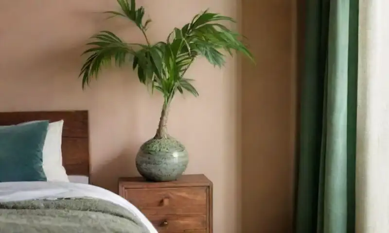 Naturaleza vibrante y serena con plantas verdes y suaves luces en un ambiente acogedor