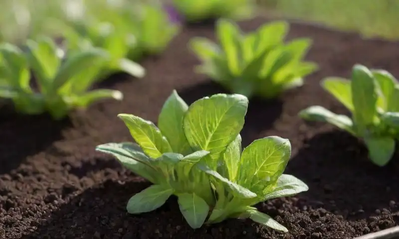 Un vibrante jardín al aire libre con plántulas de berenjena