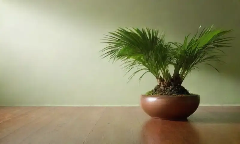 Palmeras verdes de diversas alturas y formas en macetas decorativas