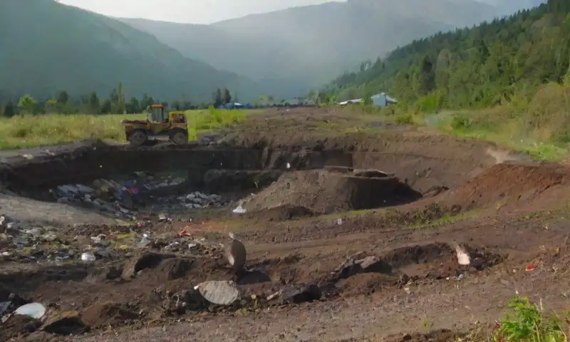 Un vertedero desordenado muestra la dura mezcla entre la naturaleza y el impacto humano